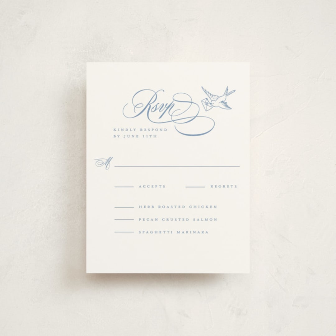 "Regency" - Mitzvah RSVP Cards in Provincial by Jenna Holcomb - Front