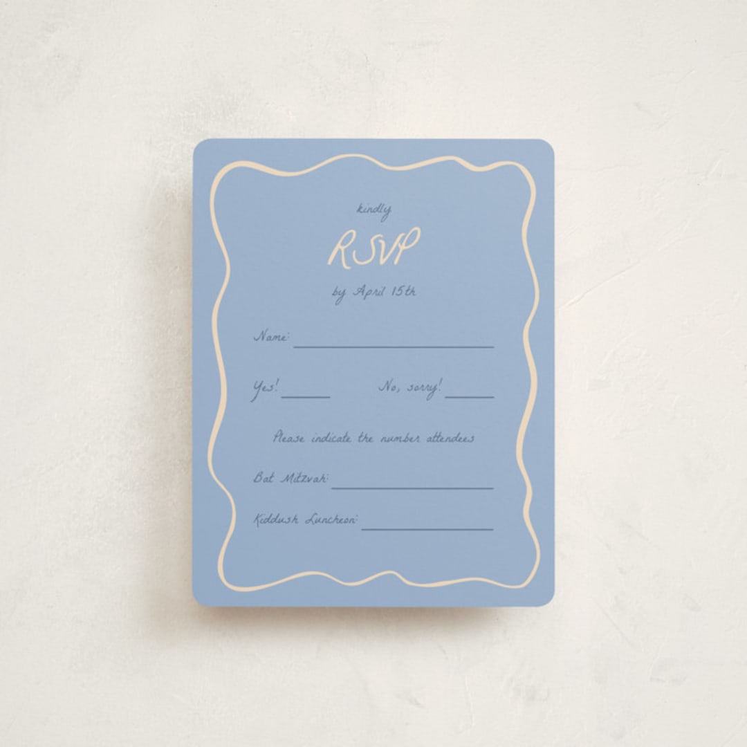 "Framed Star of David" - Mitzvah RSVP Cards in Sky by Stephanie Heinrich Godbout - Front