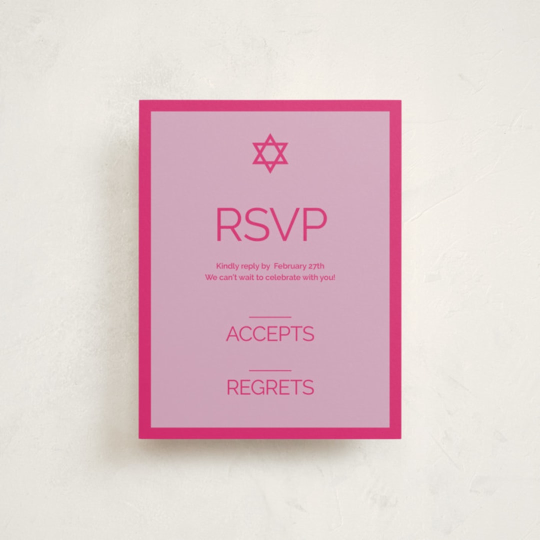 "Pop up" - Mitzvah RSVP Cards in Candy-Glow by Inkblot Design - Front