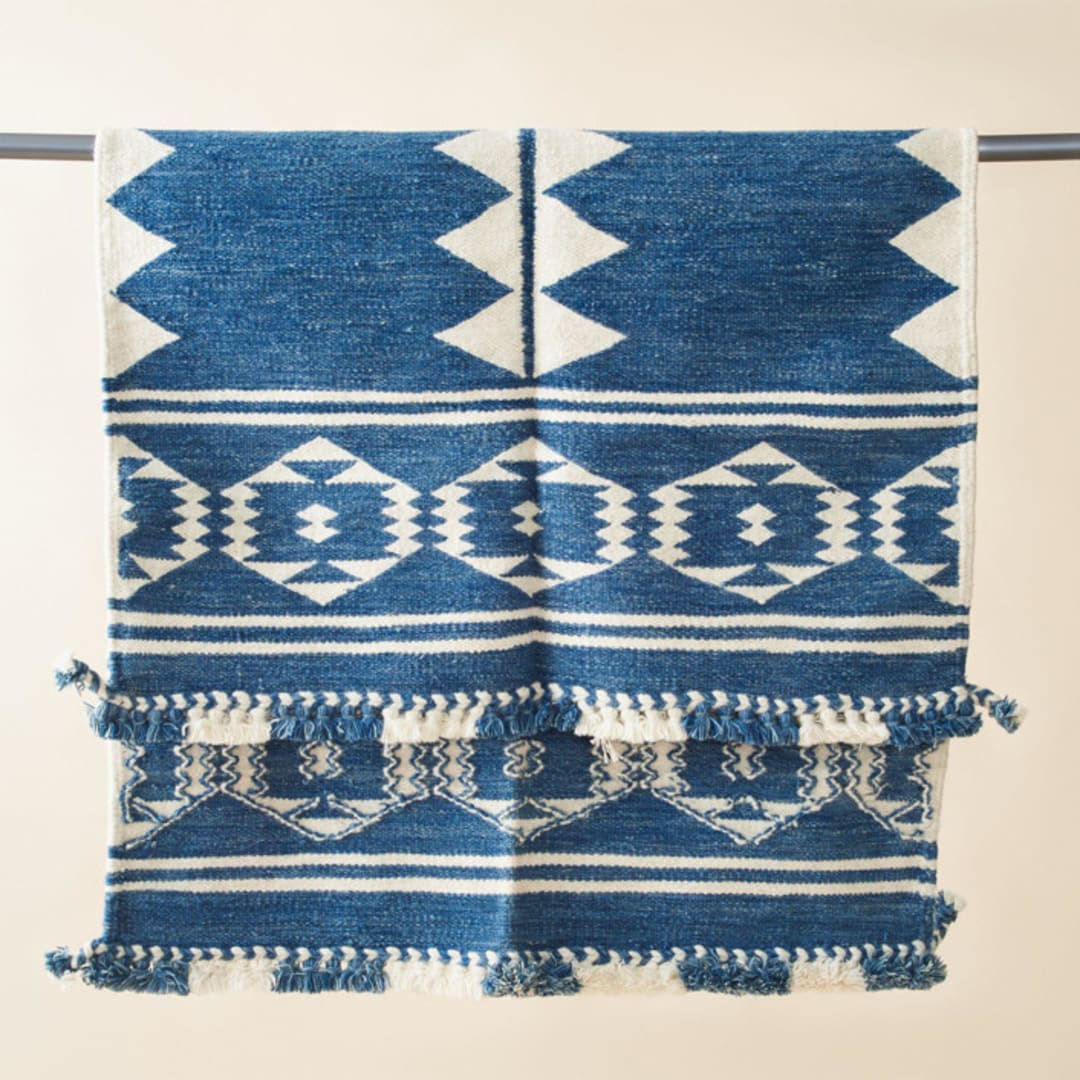 "Neel Handloom Rug" - Area Rugs in blue by Anjali Purohit