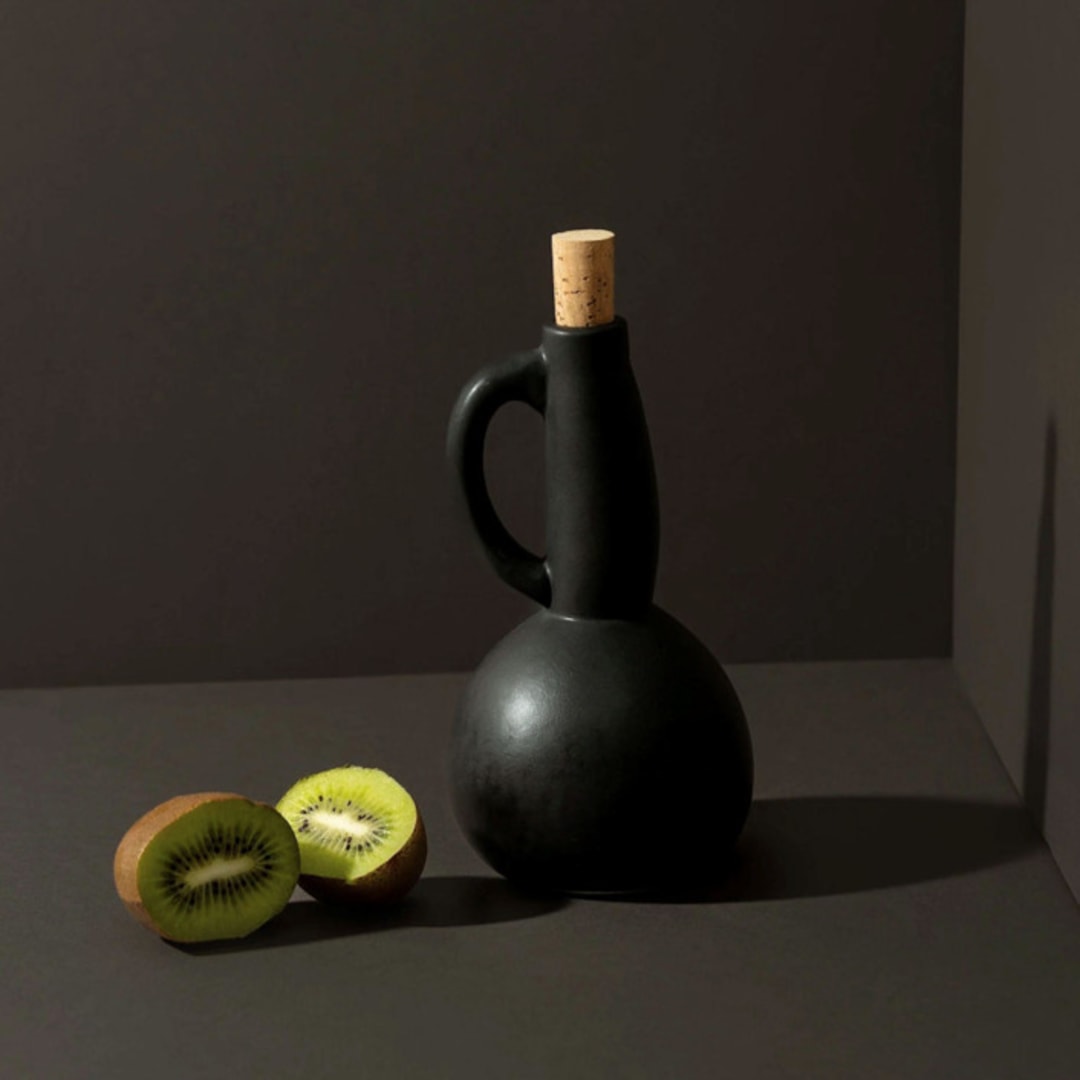 "Stoneware Olive Oil Dispenser | Dadasi 15 oz" - Serving Accessories in black by Powered By People