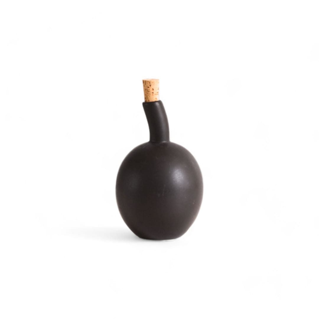 "Handcrafted Stoneware Olive Oil Dispenser - Zitouna 34 oz" - Serving Accessories in black by Powered By People