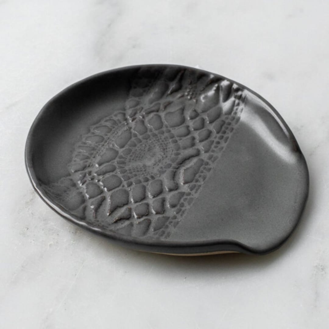 "Lace Spoon Rest - Gunmetal" - Serving Accessories in gray by Handmade Studio TN