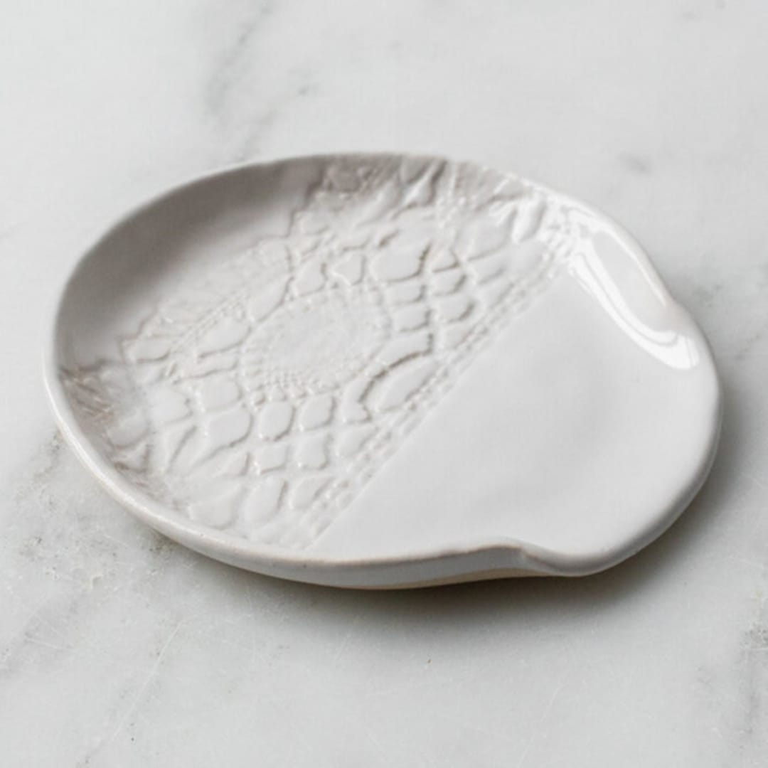 "Lace Spoon Rest - White" - Serving Accessories in white by Handmade Studio TN