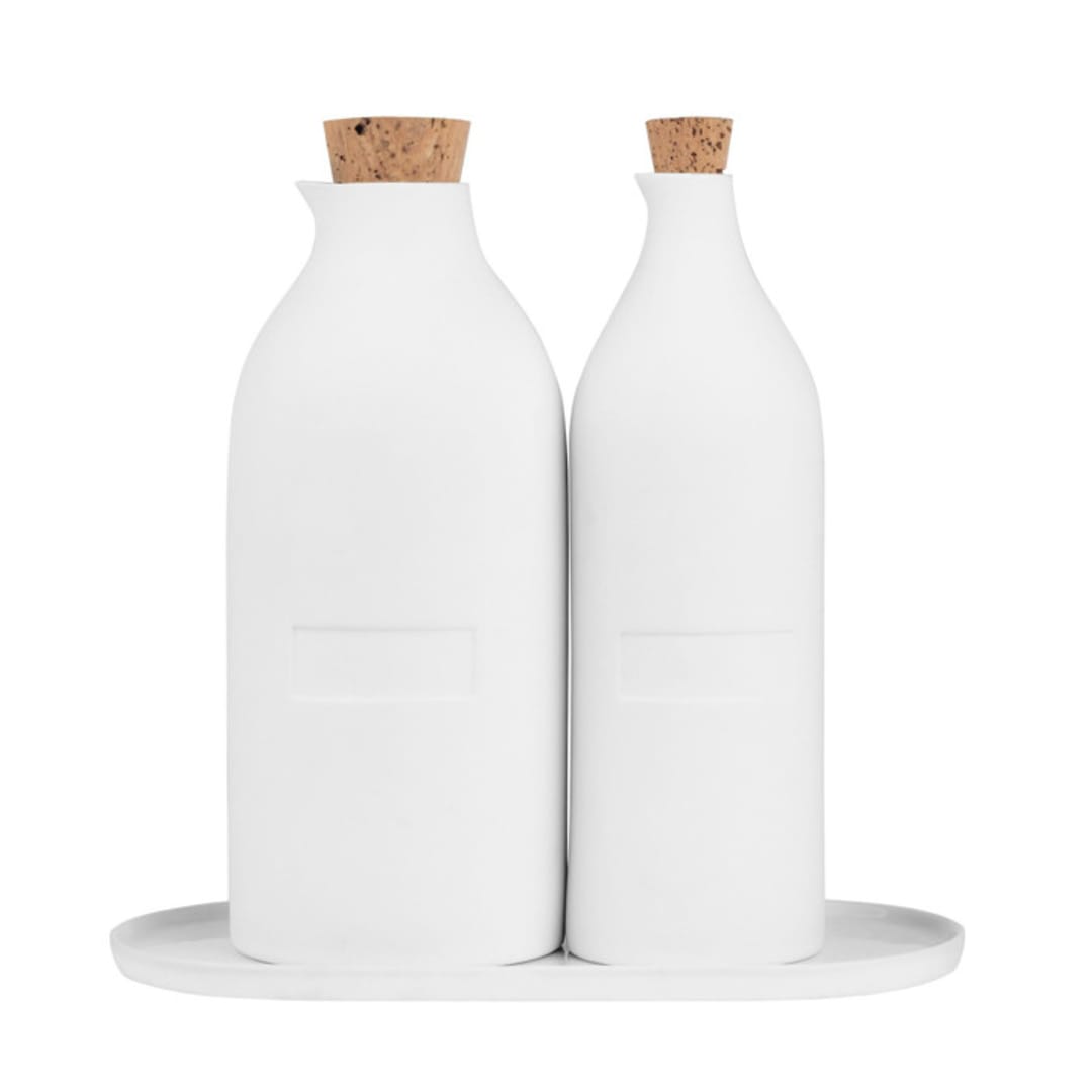 "Bon Appetit Porcelain Cruet Bottles With Tray" - Serving Accessories in white by Räder Designs