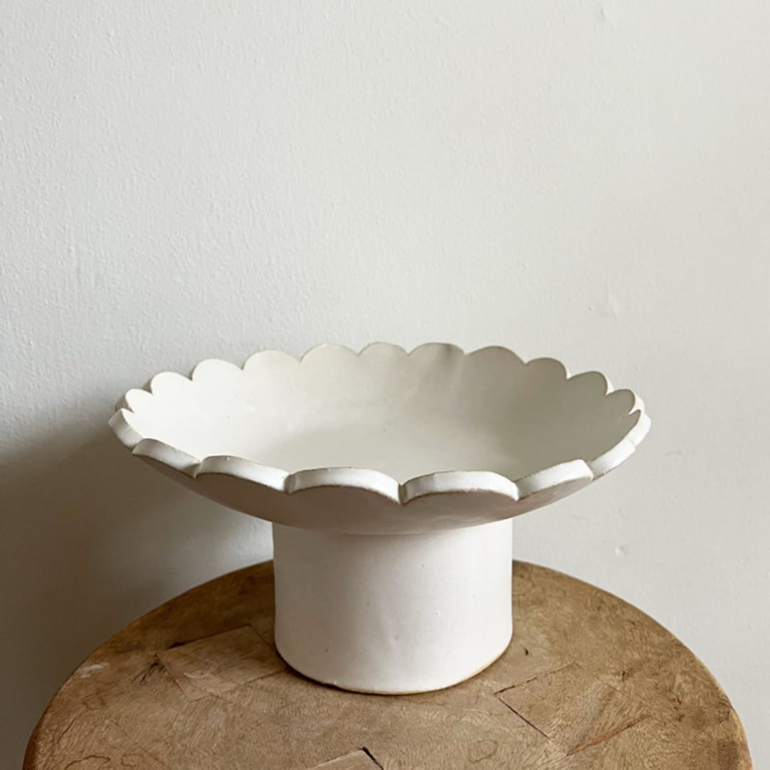"Scallop Pedestal Bowl - Large" - Serving Bowls in white by Sidney Field