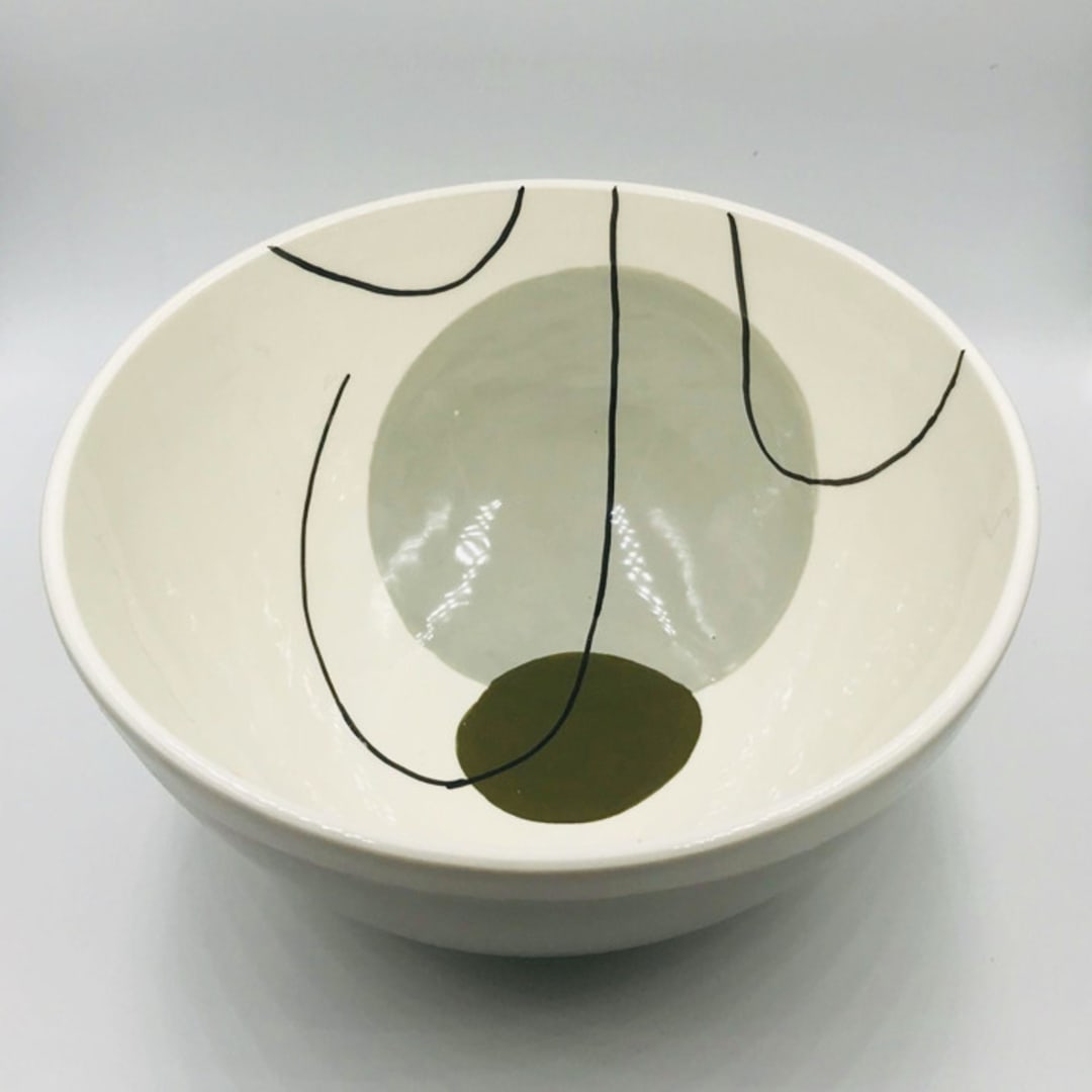 LARGE OLIVE GREEN SALAD BOWL