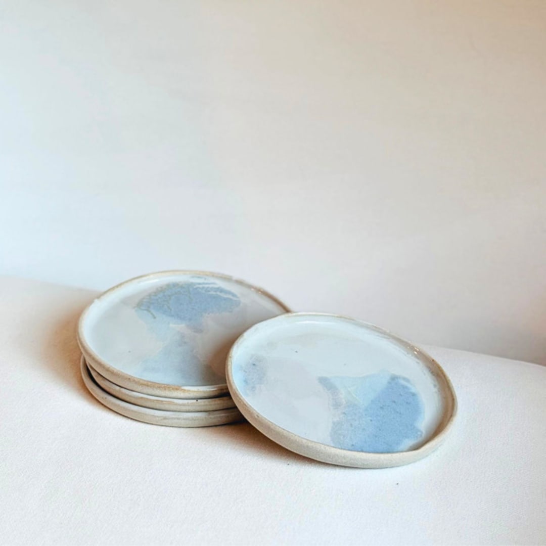 "Tidal Plates - Set of 2" - Plates in white by Cloude Made