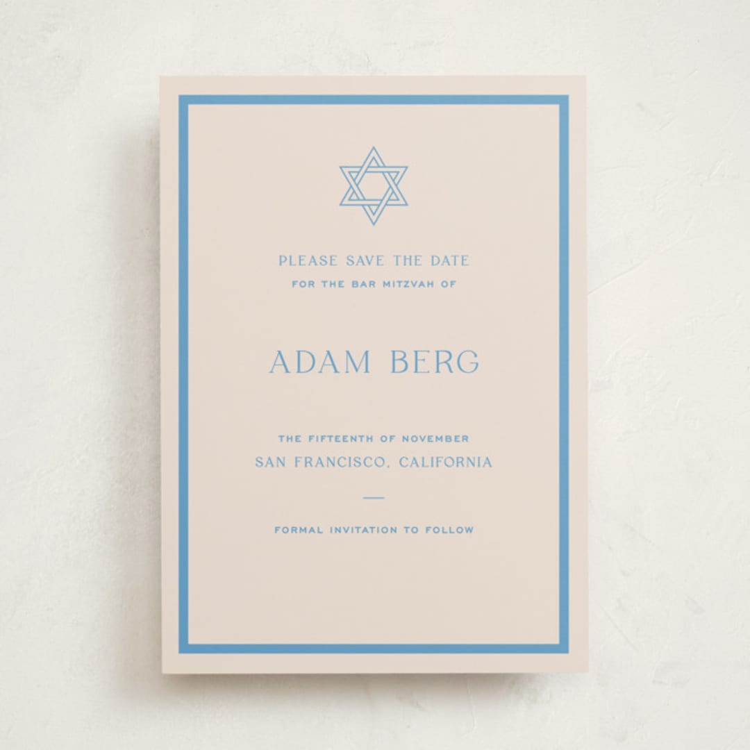 "Racquet" - Bar and Bat Mitzvah Save The Date in Bluebell by Megan Davis - Front