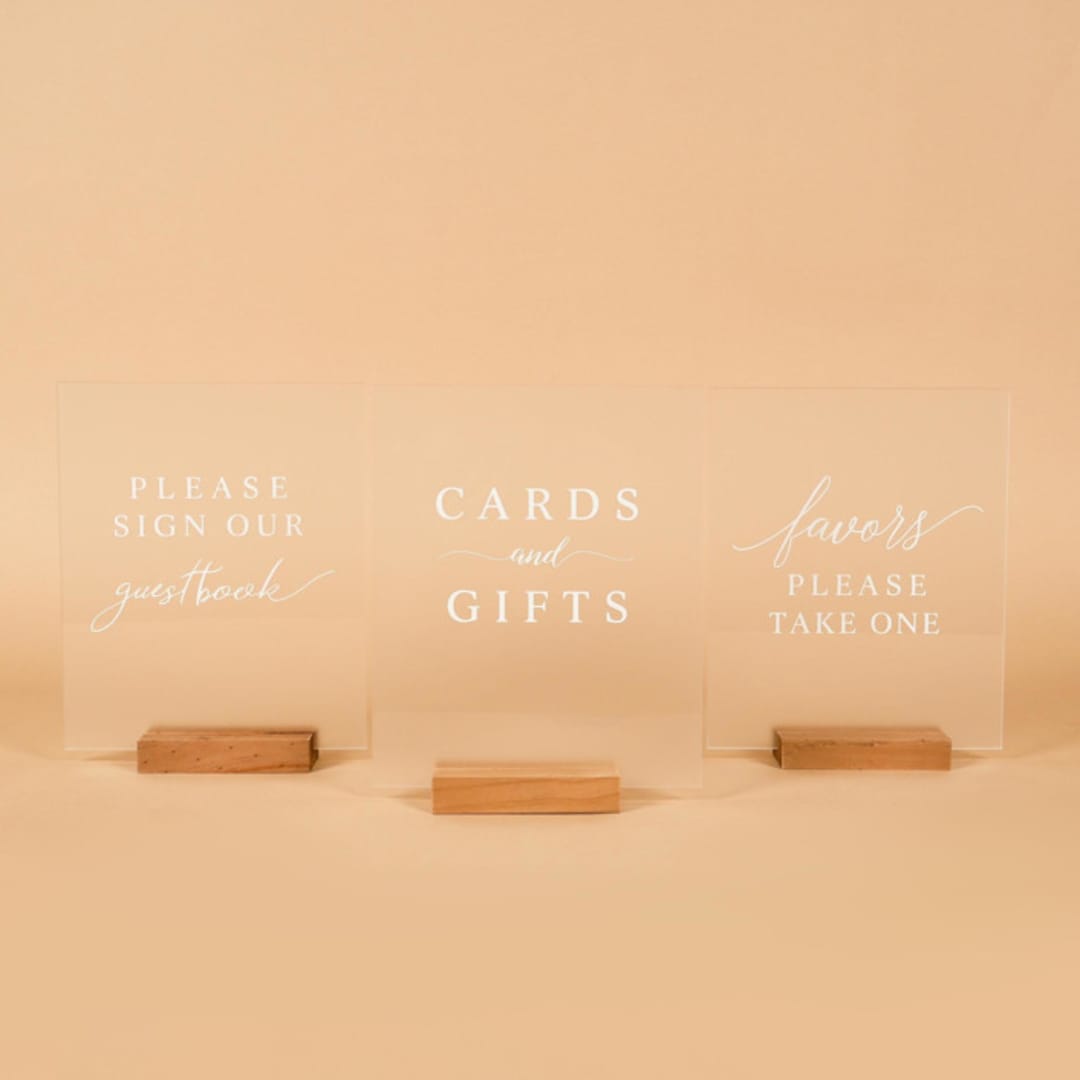 "Wedding Signage | Set of 3 | Frosted Acrylic" - Wedding Signs in clear by Hanna Roberts