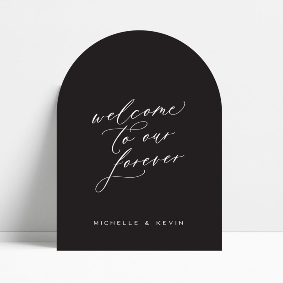 "Arch Black Welcome Sign" - Wedding Signs in black by Haven Print Co.