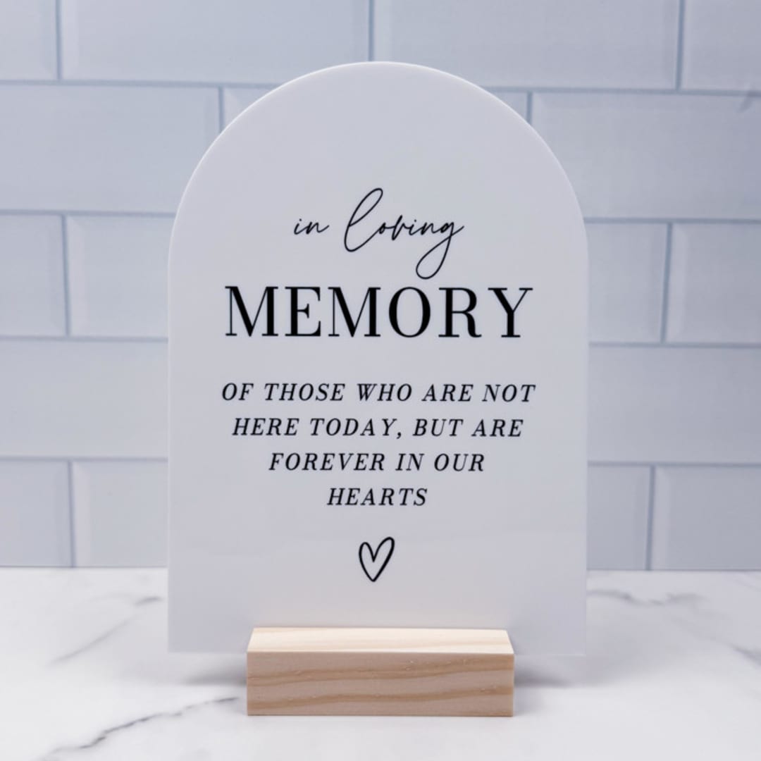 "In Loving Memory Modern Minimalist Arch Sign, White Arch, 5"x7"" - Wedding Signs in white by Willow and Barn