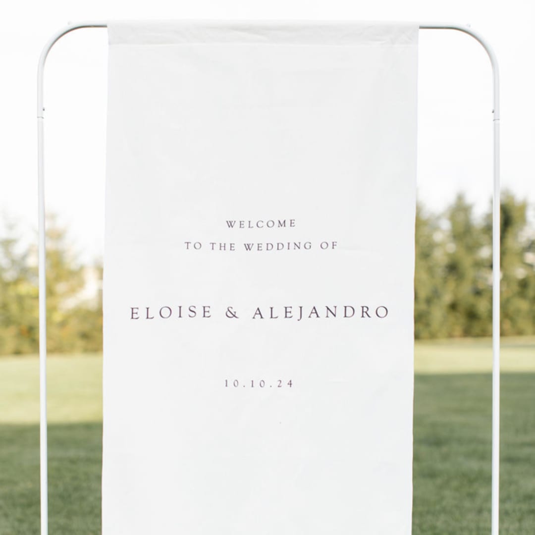 "Fabric Welcome Sign, 26x68 inches" - Wedding Signs in multicolor by Studio Lavender