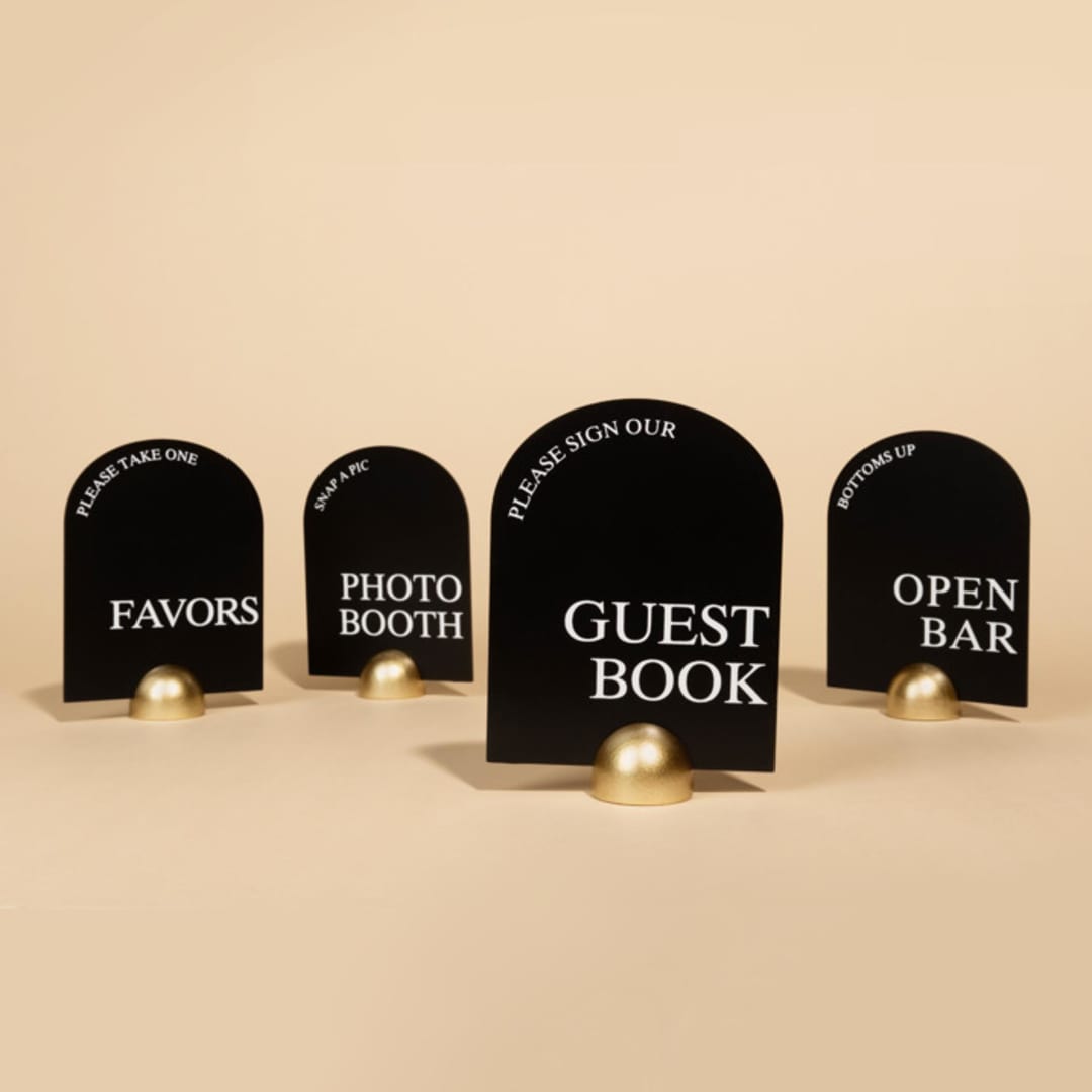 "Wedding Signage | Set of 4 | Black & Gold" - Wedding Signs in black by Hanna Roberts