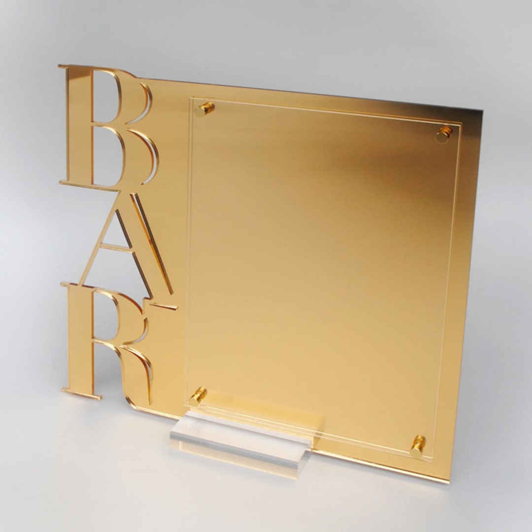 "Gold Mirror Acrylic Bar Sign" - Wedding Signs in gold by Artifacture