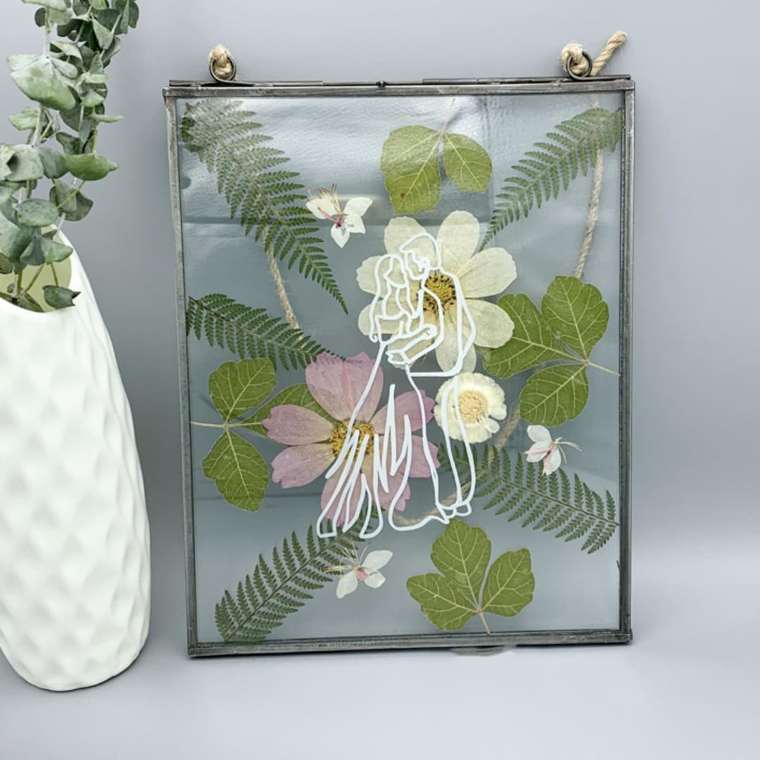 Bride And Groom Silver Pressed Flower Frame