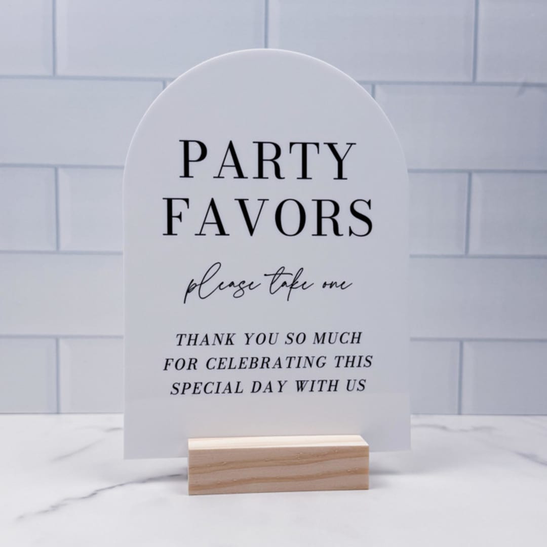 "Party Favors Modern Minimalist Arch Sign, White Arch, 5"x7"" - Wedding Signs in white by Willow and Barn