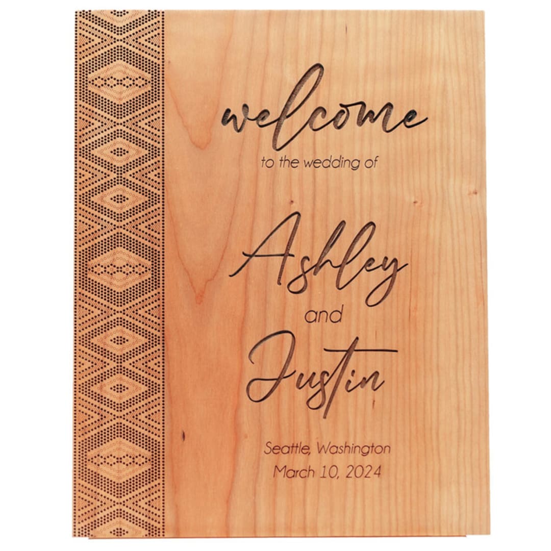 "Áabi Indigenous Design Hardwood Welcome Sign" - Wedding Signs in natural by poem wedding team