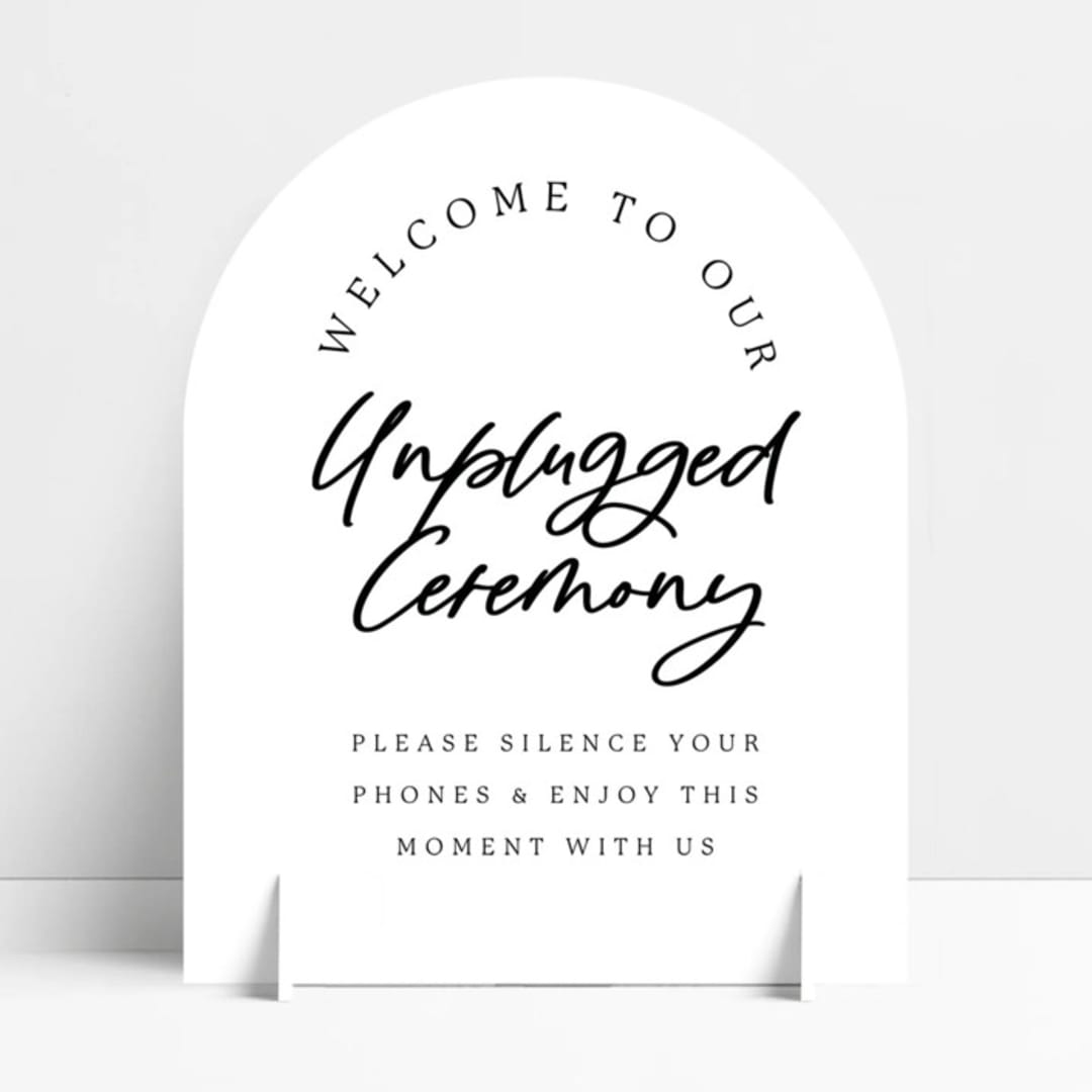 "Unplugged Ceremony Arch White Sign" - Wedding Signs in white by Haven Print Co.