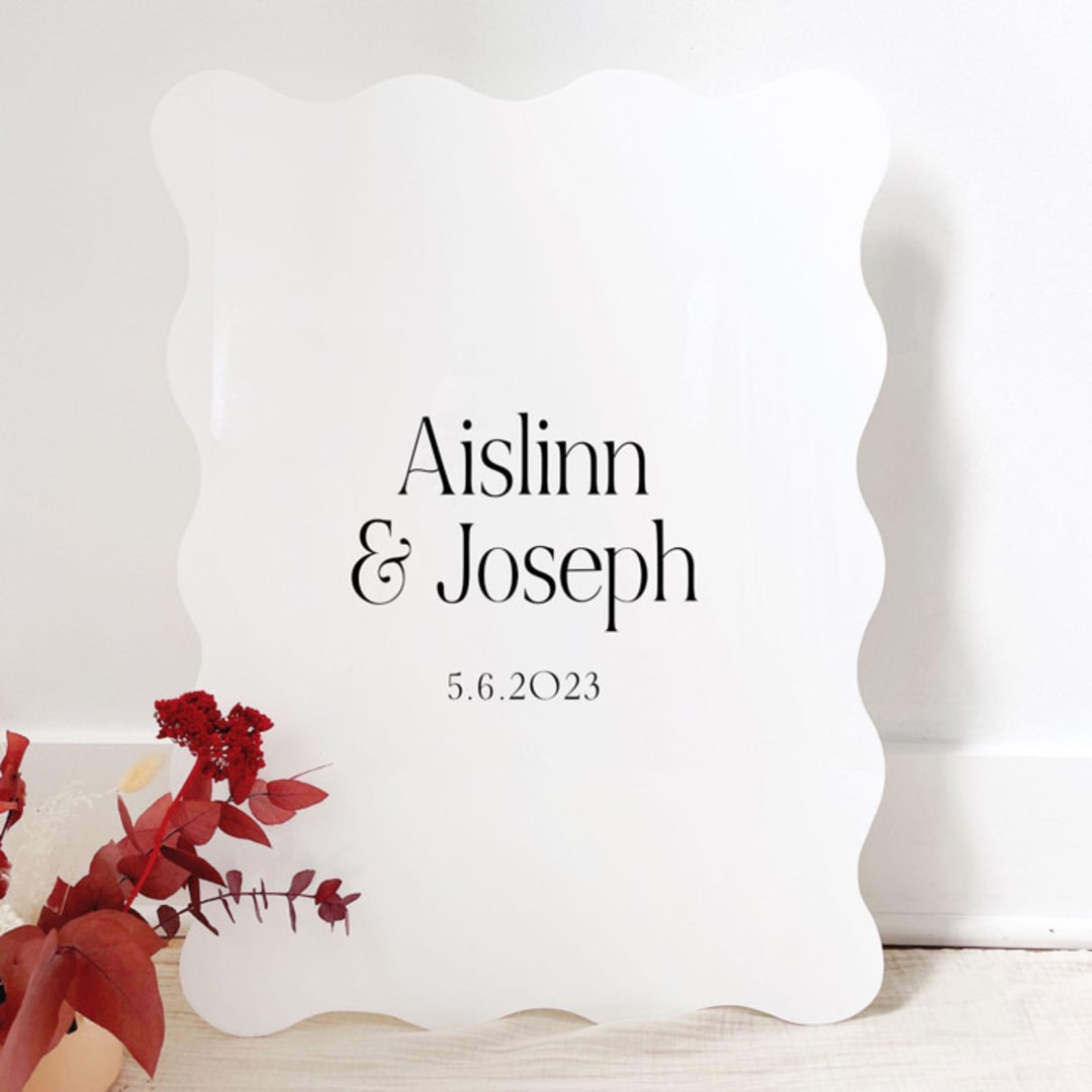 "Customizable Wavy Welcome Sign" - Wedding Signs in multicolorassorted-colors by Aislinn Minardi