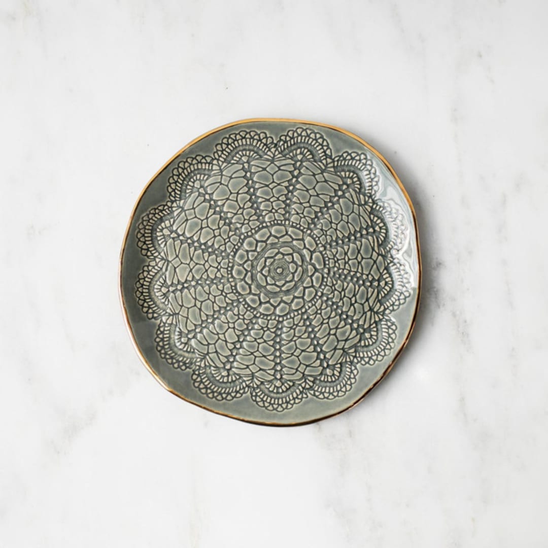 "Cookie Plate in Moss" - Serving Platters and Trays in green by Handmade Studio TN