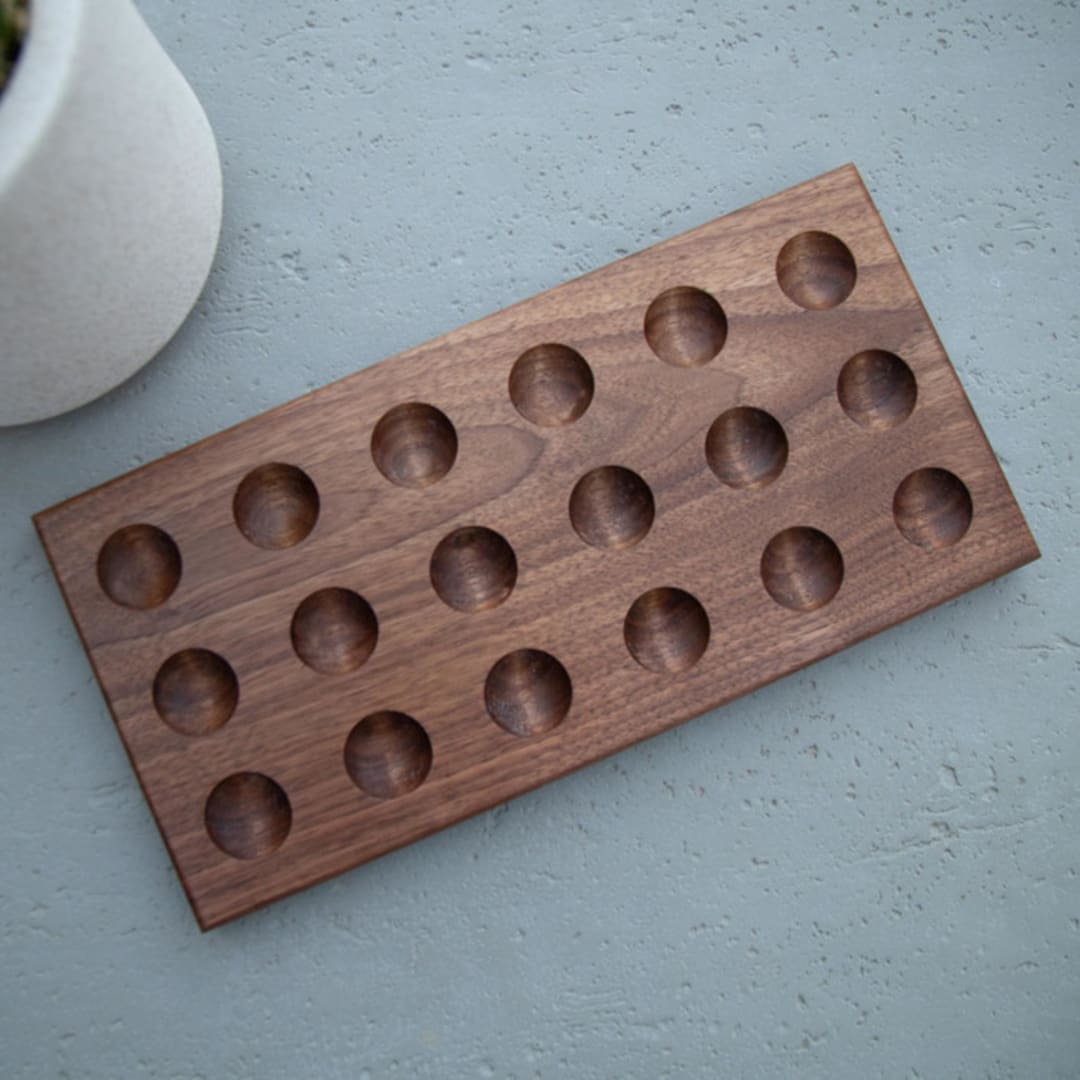 "Walnut Egg Holder" - Serving Platters and Trays in brown by Block and Bowl