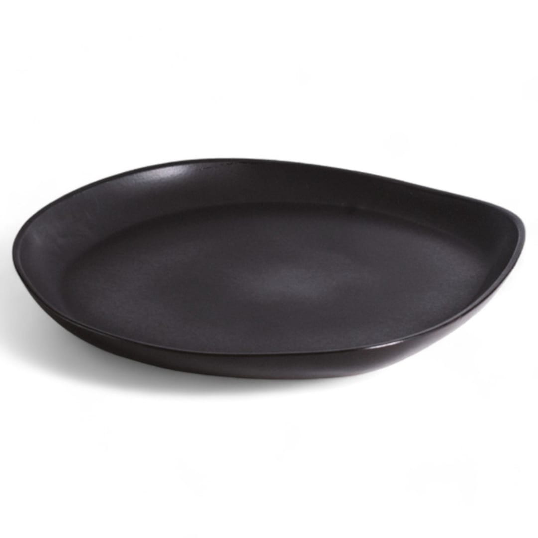 "Stoneware Round Serving Platter" - Serving Platters and Trays in black by Powered By People