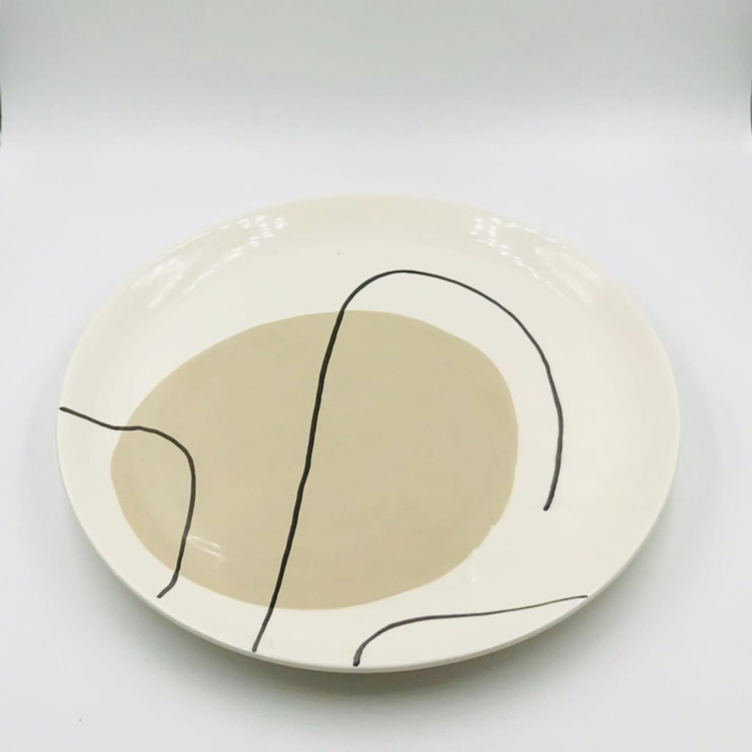 "LARGE GREIGE PLATE" - Serving Platters and Trays in beige by Jana Mistrik