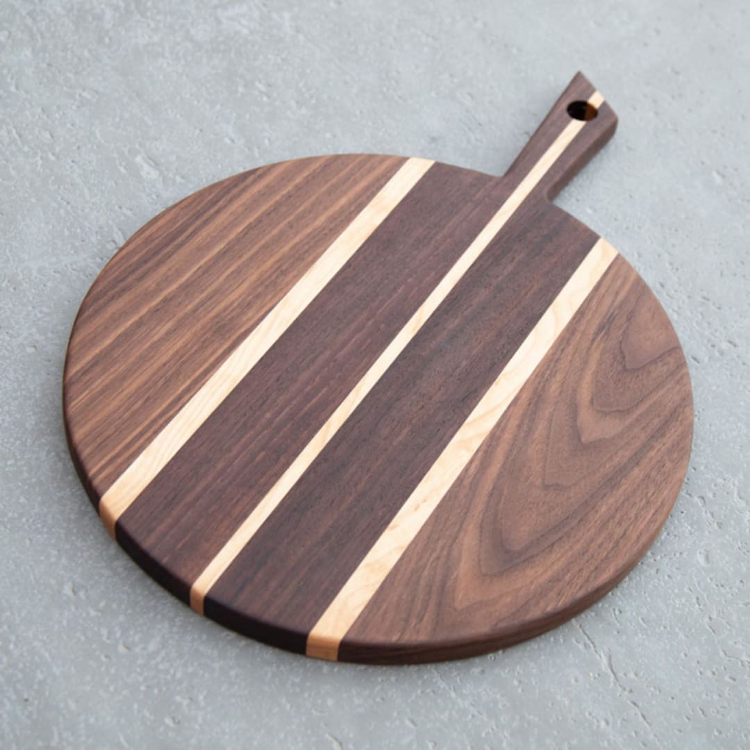 "Round Walnut/Maple Cheese & Charcuterie Board" - Serving Platters and Trays in natural by Block and Bowl