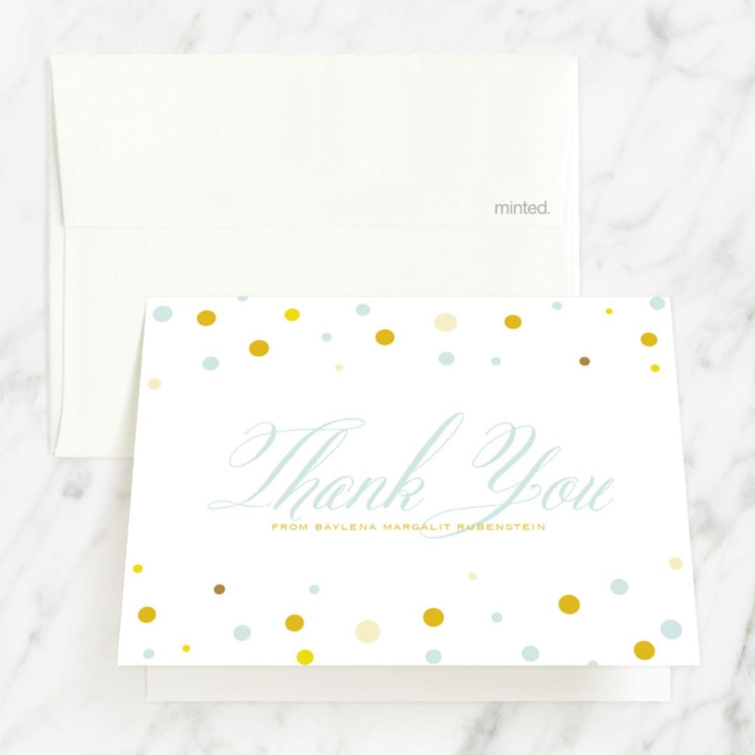 "Sweet And Solemn" - Mitzvah Thank You Cards in Spring by Up Up Creative - Front