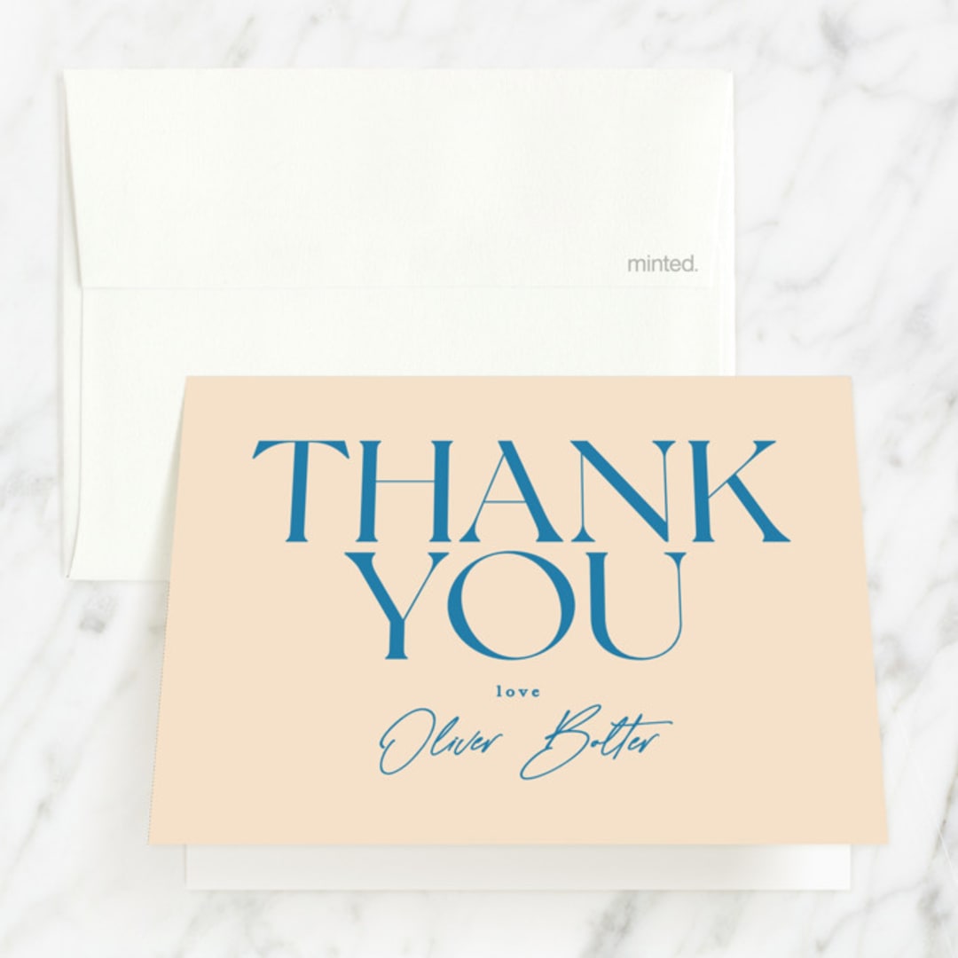 "Modern Mitzvah" - Mitzvah Thank You Cards in Sky by Creo Study - Front