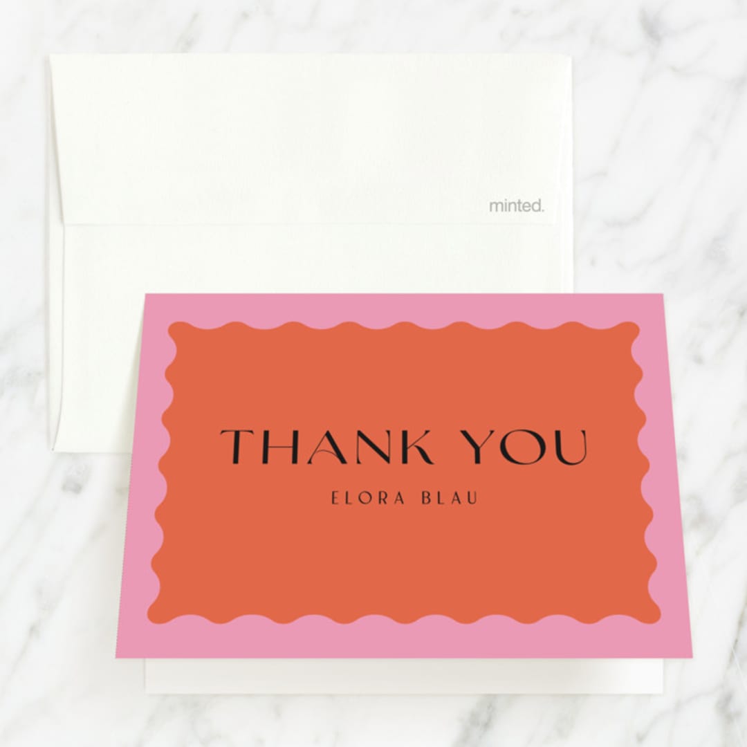 "Scallop" - Mitzvah Thank You Cards in Lollypop by Pati Cascino - Front