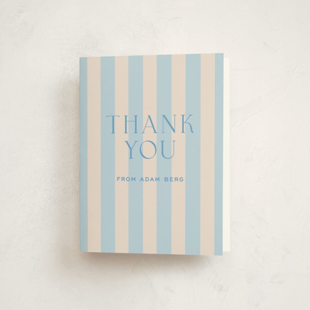 "Racquet" - Mitzvah Thank You Cards in Bluebell by Megan Davis - Front