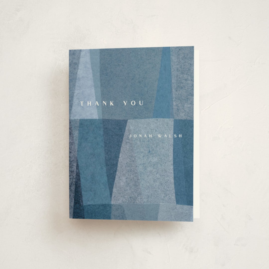 "denim patchwork" - Mitzvah Thank You Cards in Seaside by Carrie Moradi - Front