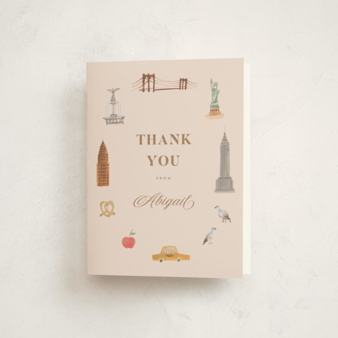 "Painted NYC" - Mitzvah Thank You Cards in Petal by Teju Reval - Front