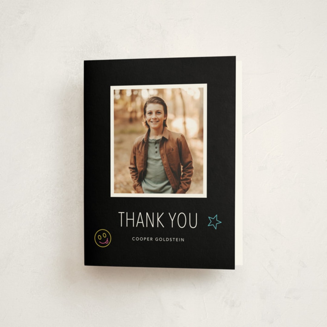 "Neon Vibes" - Mitzvah Thank You Cards in Candy by Brandy Folse - Front