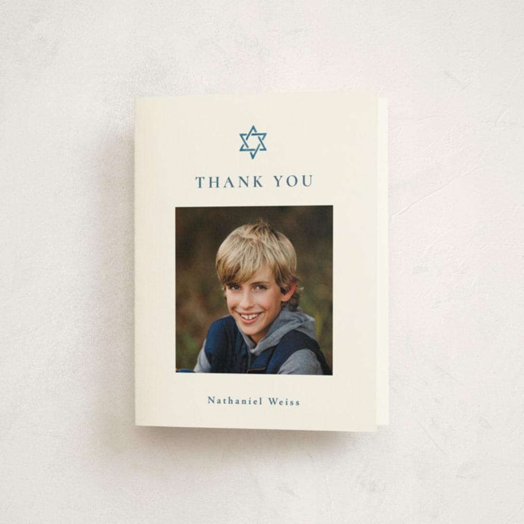 "Painted Star" - Mitzvah Thank You Cards in Lake by Olivia Raufman - Front