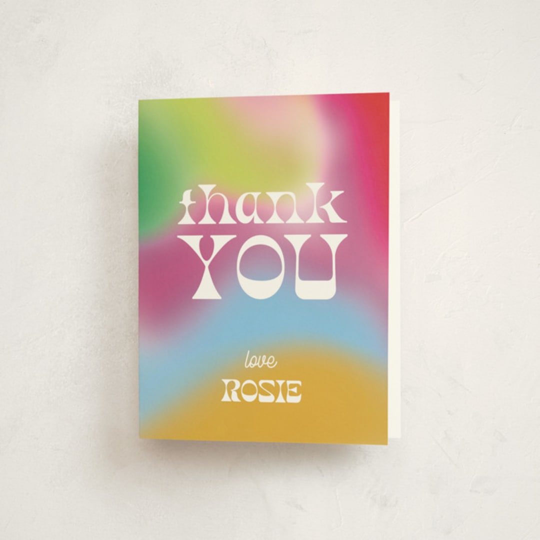 "Groovy" - Mitzvah Thank You Cards in Fruit Punch by Kelly Watkins - Front
