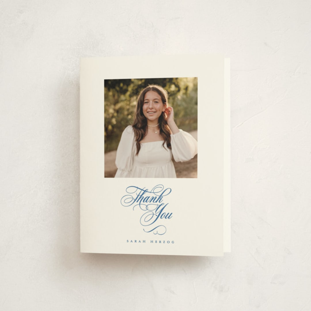 "Simply" - Mitzvah Thank You Cards in Sea by Jenna Holcomb - Front