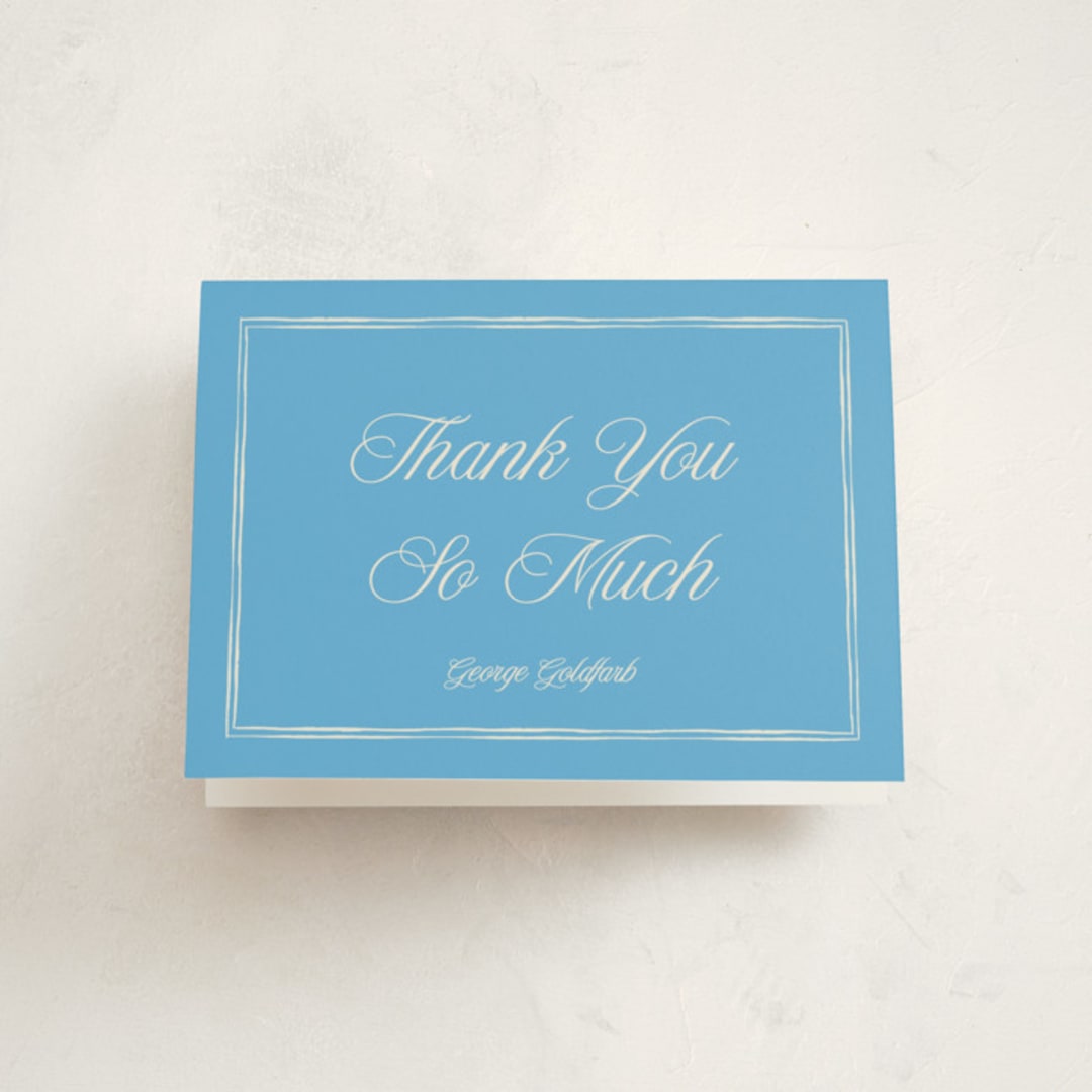 "Linho" - Mitzvah Thank You Cards in Sky by Pati Cascino - Front