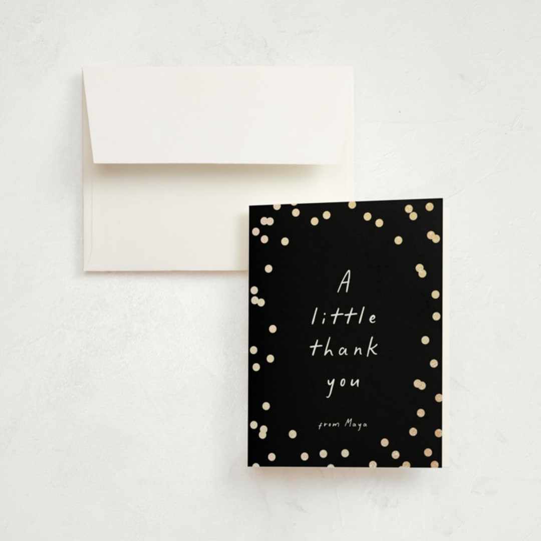 "Simple Confetti" - Mitzvah Thank You Cards in Midnight by Erin L. Wilson - Front