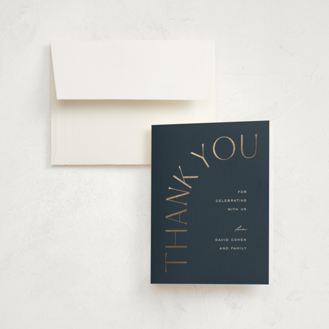"The Bar Mitzvah" - Mitzvah Thank You Cards in Ocean by Pixel and Hank - Front