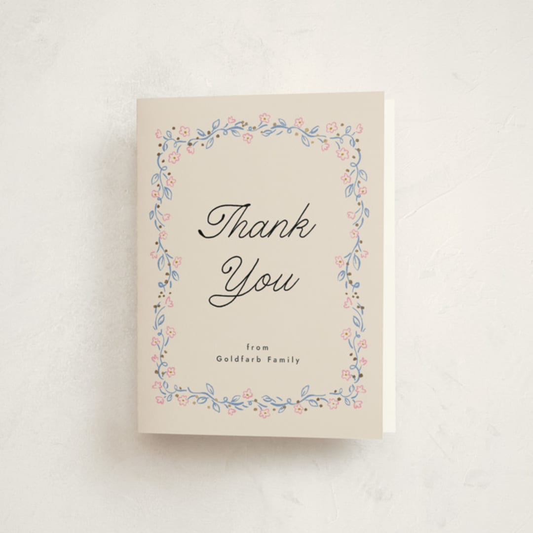 "Disco flower" - Mitzvah Thank You Cards in Peony by Pati Cascino - Front