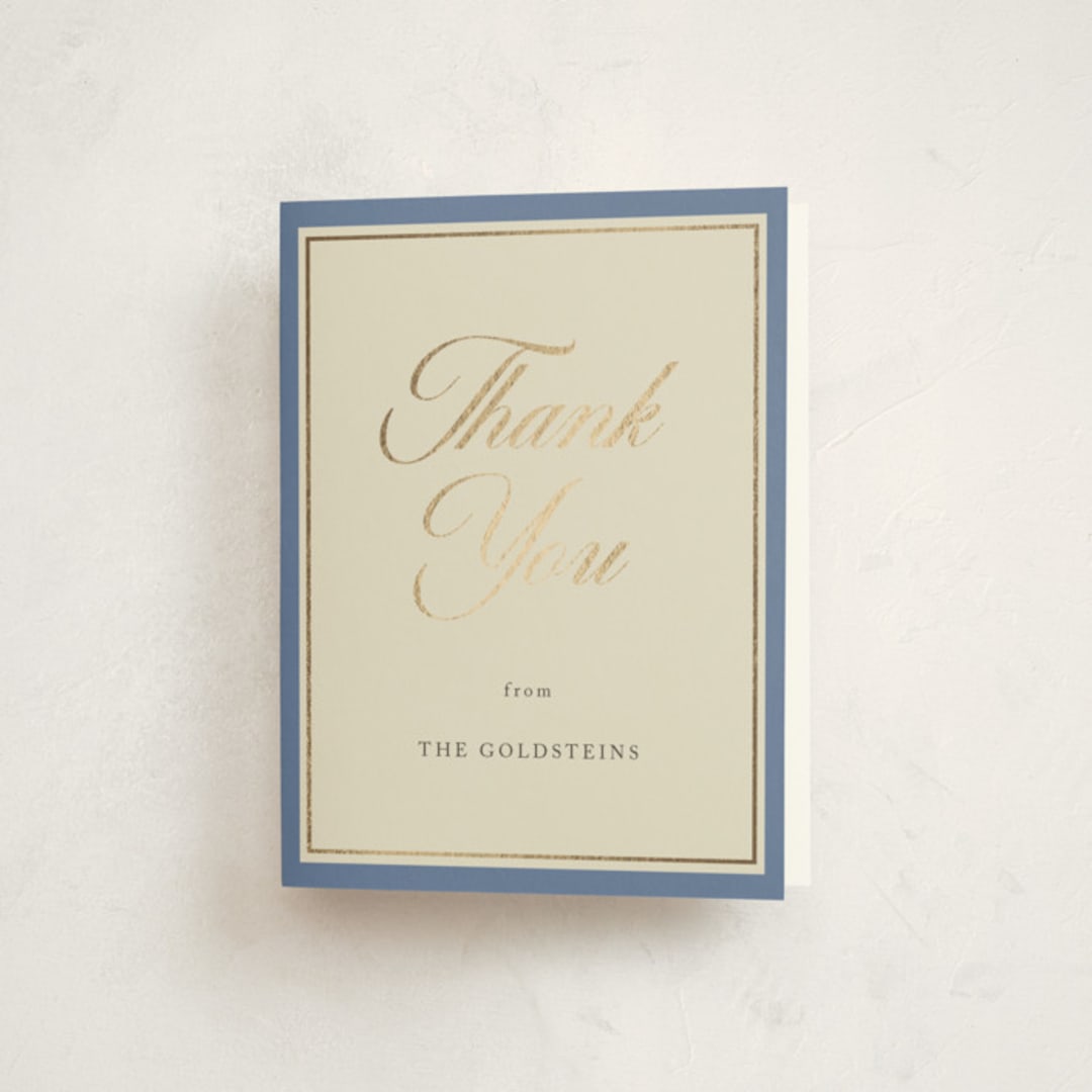 "Formal Elegance" - Mitzvah Thank You Cards in Cerulean by Morgan Kendall - Front