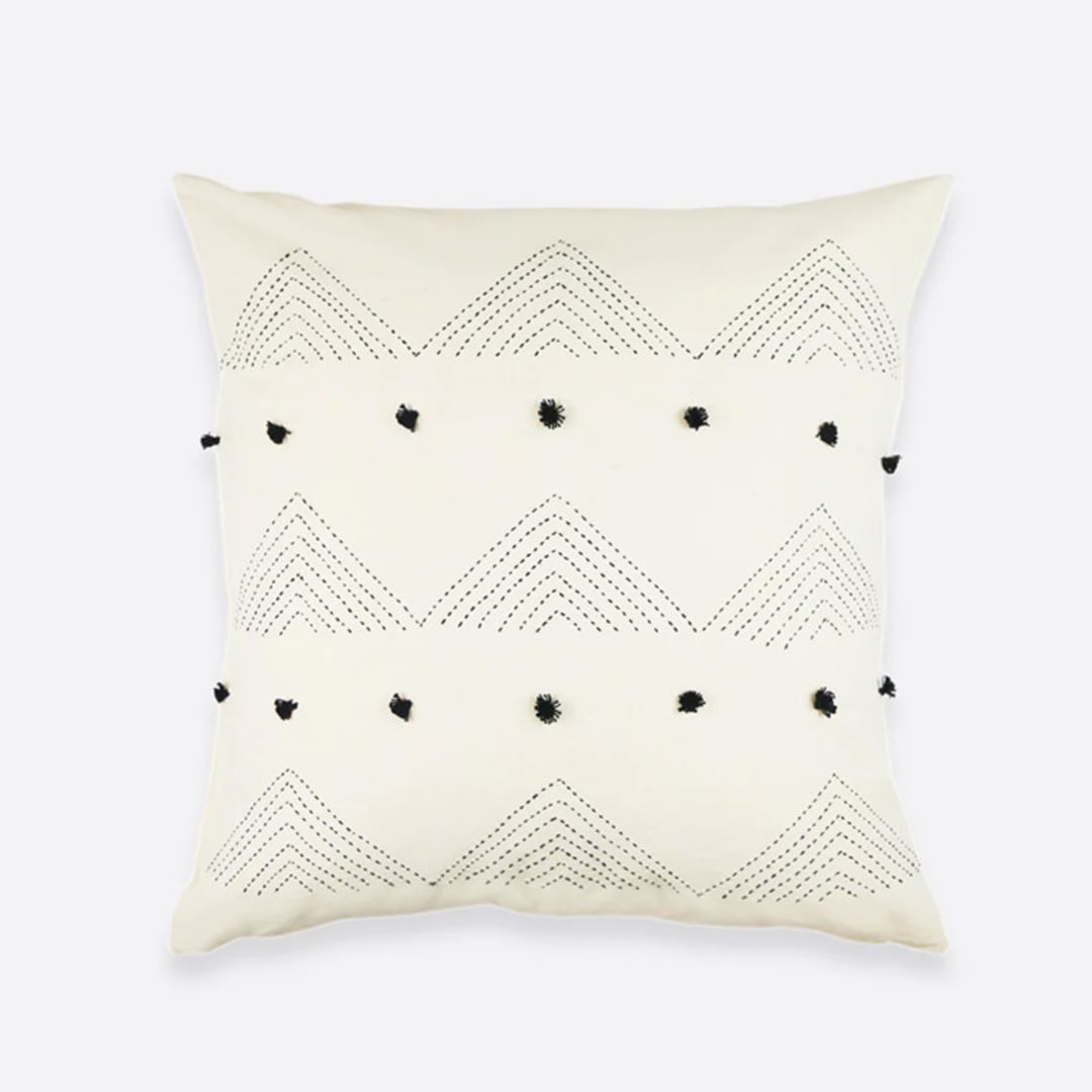 "Triangle Stitch Throw Pillow" - Throw Pillows in white by Anchal