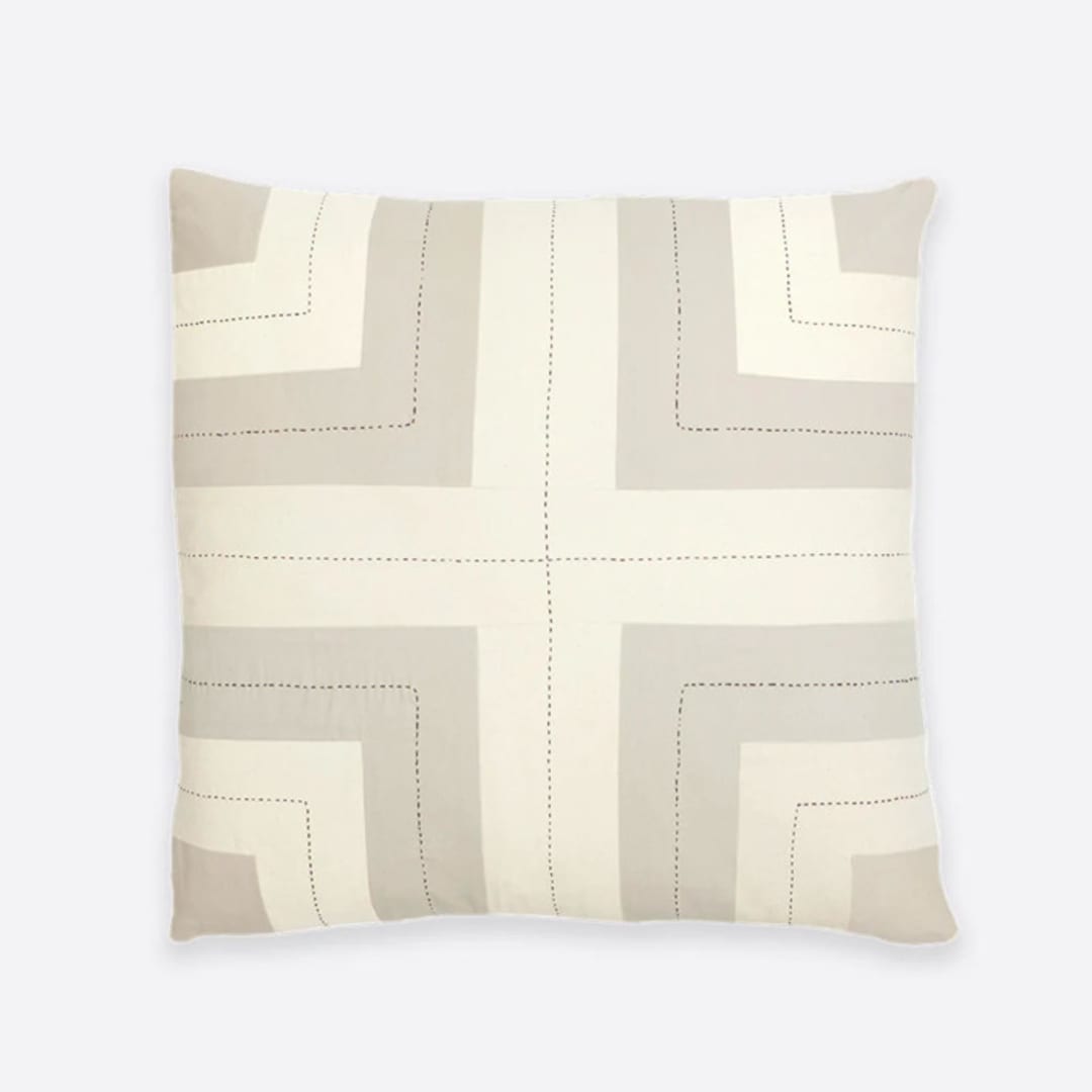 "Interlock Throw Pillow - Oxford Tan" - Throw Pillows in beige by Anchal