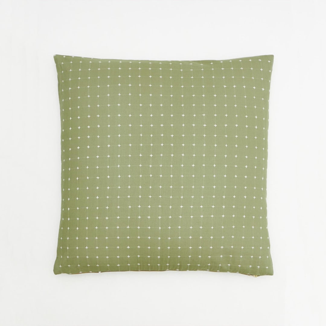 "Cross-Stitch Throw Pillow - Sage" - Throw Pillows in green by Anchal