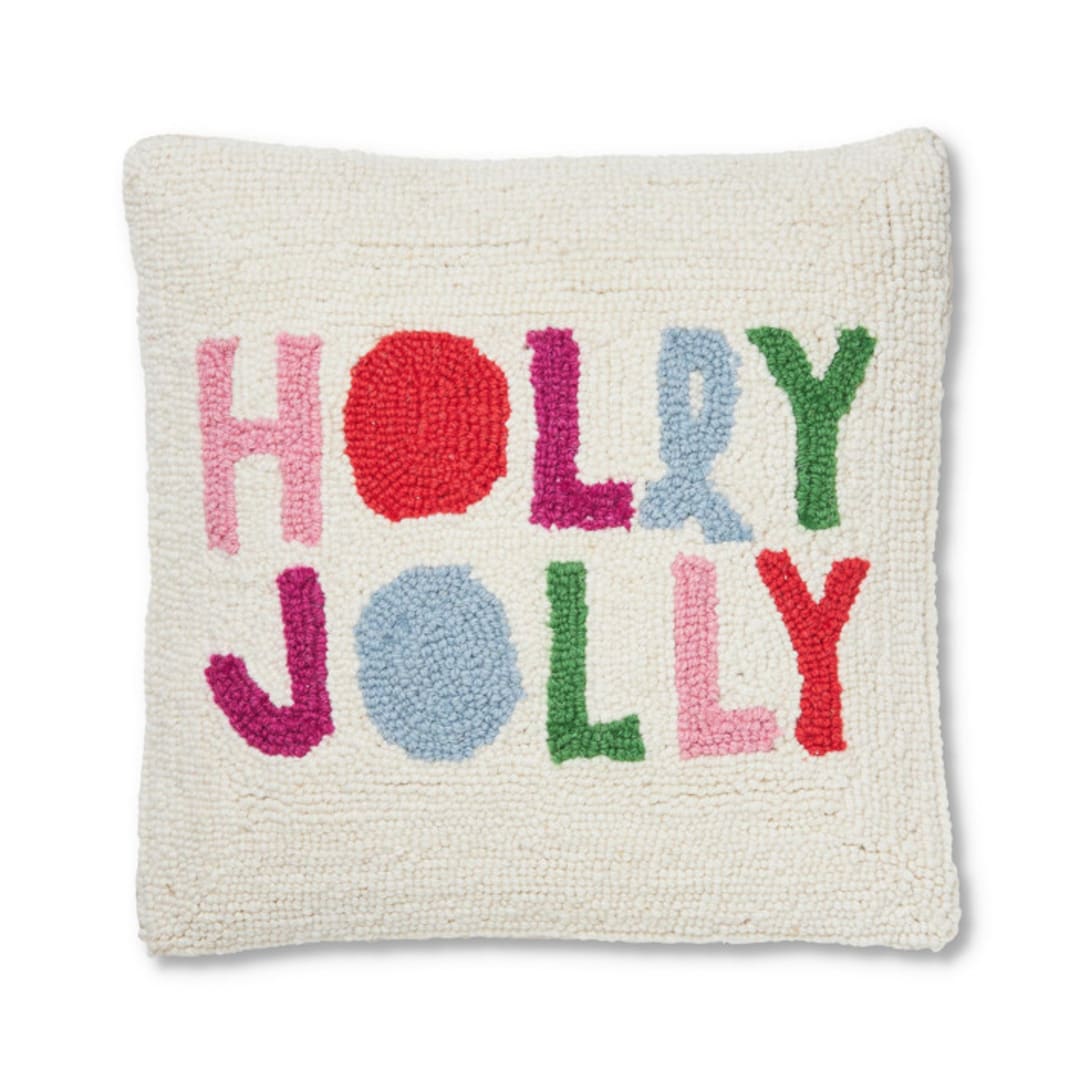 "Holly Jolly Hook Pillow" - Throw Pillows in multicolor by Ampersand Design Studio