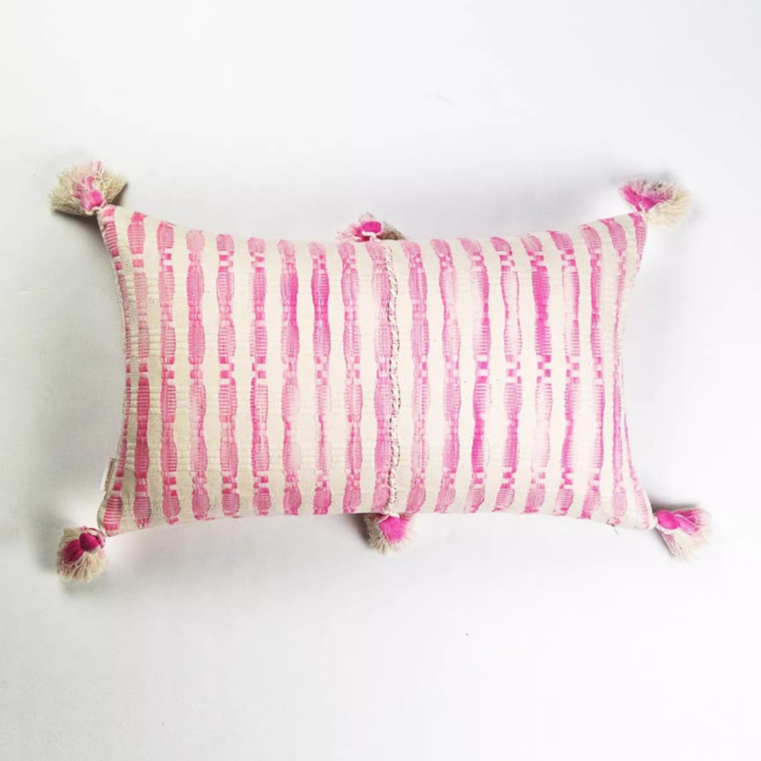 "Antigua Naturally Dyed Pink Stripe Pillow" - Throw Pillows in pink by Archive New York