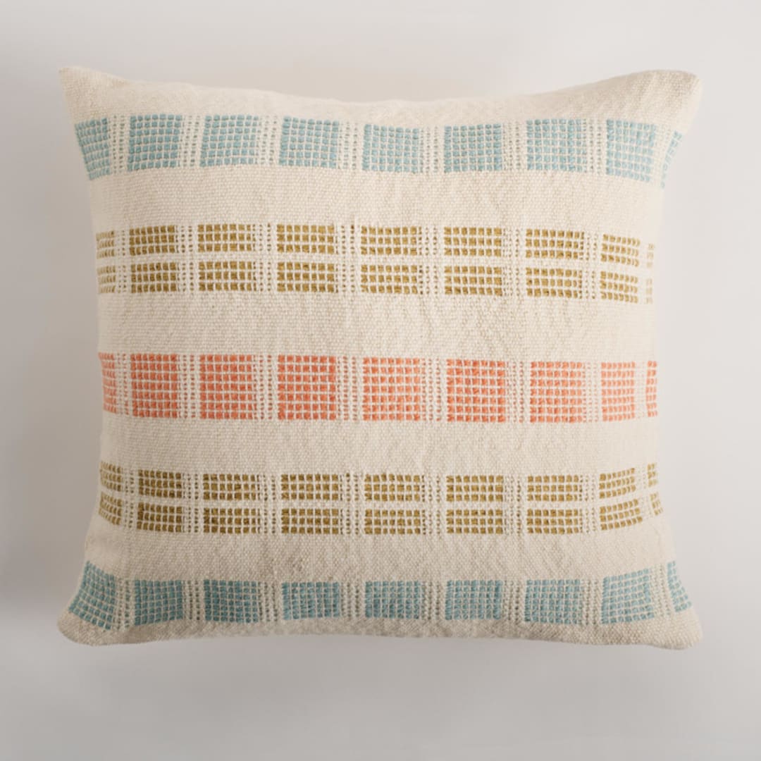 "Magdalena Pillow Cover Seaglass Blue, Crocodile Green, Apricot Orange" - Throw Pillows in multicolorassorted-colors by Tatiana Ordoñez